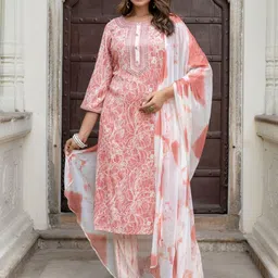 KALINI Ethnic Motifs Printed Kurta With Trousers & Dupatta image 1