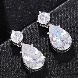 Peora Silver Plated Crystals Studded Teardrop Shaped Drop Earrings-picture-24