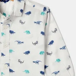 R&B Kids White Graphic Print Regular Fit Shirt image 3