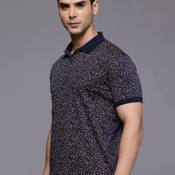Louis Philippe Sport Floral Printed Polo Collar Pure Cotton Slim Fit T-shirt image 4