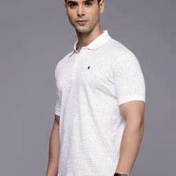 Louis Philippe Sport Floral Printed Polo Collar Pure Cotton Slim Fit T-shirt image 3