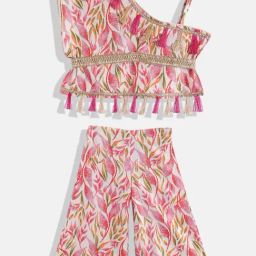 READIPRINT FASHIONS Kids White Printed Top with Plazzos-image-34