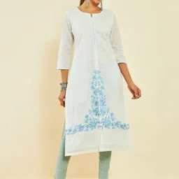 Soch Off White Cotton All-Over Thread Embroidered Straight Kurta-picture-26