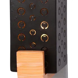 1ST TIME Black & Black Textured Wood Rectangle Shaped Wall Lamp-picture-24