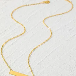 MYKI Stainless Steel Gold-Plated Geometric Printed Pendant With Chain-picture-52
