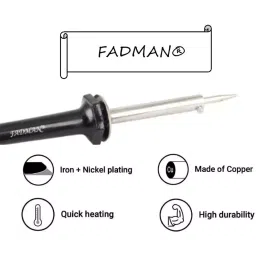 Fadman Soldering Iron 60 W Flat Copper, Iron & Nickle Tip Black image 2