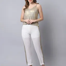 Erotissch Golden & White Plain Beachwear Co-Ord Set-image-40