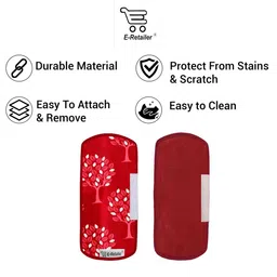 E-Retailer 6Pc Maroon & White Printed Waterproof 3-Layered Refrigerator Covers With Pocket image 3