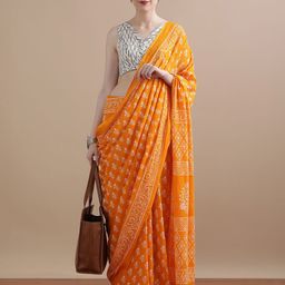 Jaipur Kurti Floral Printed Pure Cotton Saree-picture-18