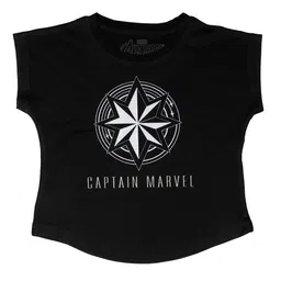 Marvel by Wear Your Mind Girls Black Printed Captain Marvel Top-picture-27