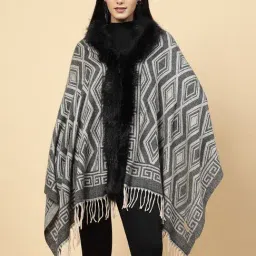 Mafadeny Grey Printed Poncho-picture-14