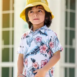 Babyhug Cotton Knit Half Sleeves Shirt Tropical Print - Green-picture-19