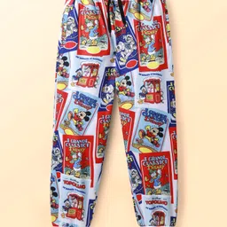 Ollington St. Disney Terry Knit Full Length Track Pants With Mickey Mouse Graphics - Red & White-image-8