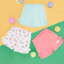 Pantaloons Baby Cotton Pack Of 3 Fishes Printed & Bow Applique Detailed Shorts - Multi Colour-image-58