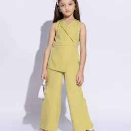 Taffykids Woven Sleeveless Solid Asymmetrical Wrapped Jumpsuit - Pastel Green-image-40