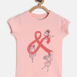 Tales & Stories Cotton Knit Half Sleeves Ballerinas Printed Tee - Pink-picture-23