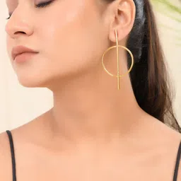 Silvermerc Designs Gold Plated Circular Drop Earrings-image-8