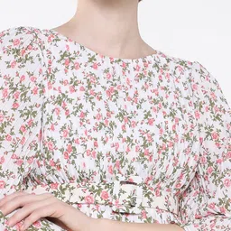 SHOWOFFFF Floral Print Chiffon Fit & Flare Dress image 4