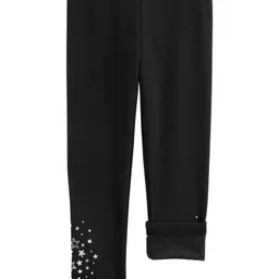 Carter's Knit Ankle Length Leggings with Glitter Print - Black image 3