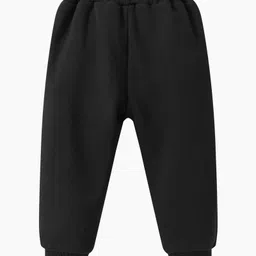 Kookie Kids Full Length Solid Color Lounge Pant with Doll Embroidery - Black image 2