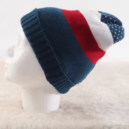 Pine Kids Knit Woollen Cap & Muffler with Colour Block Design Navy Blue & Red - Diameter 13 cm image 3
