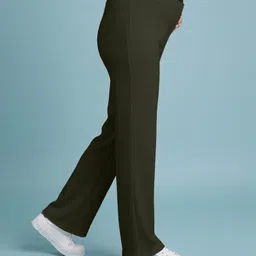 Bella Mama Knit Full Length Maternity High Coverage Rib Knit Pant - Olive Green image 4