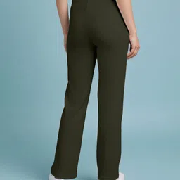 Bella Mama Knit Full Length Maternity High Coverage Rib Knit Pant - Olive Green image 5