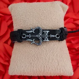 M Men Style Men Lord Shiv Mahadev Leather Wraparound Bracelet image 2