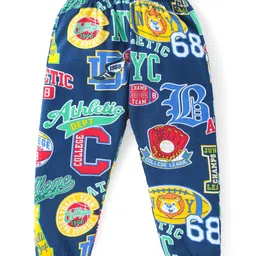 Babyhug Cotton Knit Full Sleeves Night Suit With Varsity Print - Navy image 5