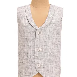 Mark & Mia Cotton Woven Full Sleeves Checkered 3 Piece Party Suit With Bow - Off White image 5