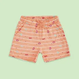 Pantaloons Junior Peach Cotton Striped Shorts-image-78