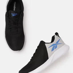 Reebok Men Black & Grey Woven Design & Colourblocked Edge Identity Running Shoes-image-0