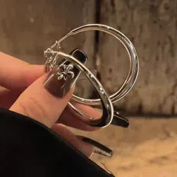 Aurum & You Silver Plated Contemporary Hoop Earrings image 2