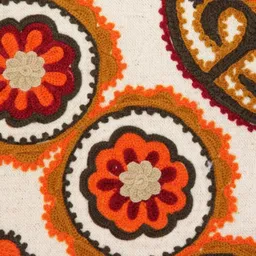 IZAAFA Maroon & Cream-Coloured Set of 2 Embroidered Square Cushion Covers image 4