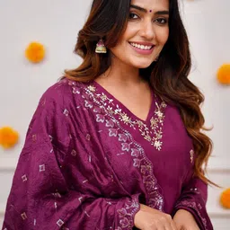 Siya Fashion Women Embroidered Regular Kurta with Trousers & With Dupatta image 3