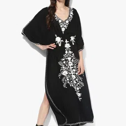 CRAFTBAZAR Floral Embroidered Maxi Kaftan Dress-picture-23