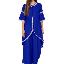 PATRORNA Dark Blue Regular Fit Empire Kurta-picture-17