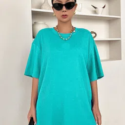 RAHI TRENDZ Women Solid Round Neck Oversized T-shirt-image-13