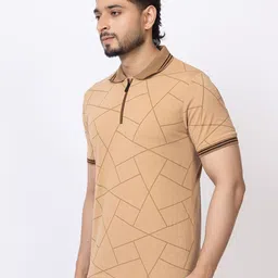 DDOUDDOU Geometric Printed Polo Collar Short Sleeves Cotton T-shirt image 5
