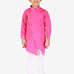 Pro-Ethic Style Developer Kids Pink & White Printed Full Sleeves Kurta with Pyjamas-picture-24