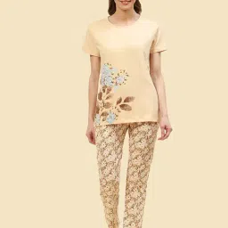 Monte Carlo Beige Printed Top With Pyjamas-image-75
