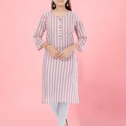 Aarika Kids Girls Pink Colour Cotton Striped Kurti-image-59