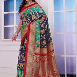 KANOODA Woven Design Floral Printed Zari Saree image 3