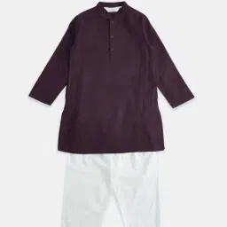 Indus Route by Pantaloons Kids Maroon & White Cotton Regular Fit Full Sleeves Kurta Set-picture-13
