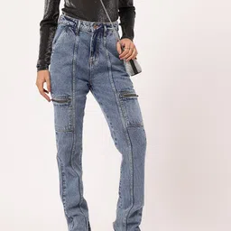 DressBerry Women Utility Chic Cargo Style Straight Jeans-image-92