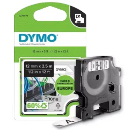 DYMO 12mm x 3.5m Black Print on White Tape Self-Adhesive Labels for Label Printers, S0718040-picture-33