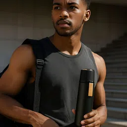 iSWEVEN Black Stainless Steel Double Wall Vacuum Water Bottle-500 ml-picture-30