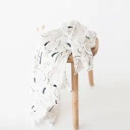 Yellow Doodle Organic Cotton Swaddle Wrappers - White-image-63