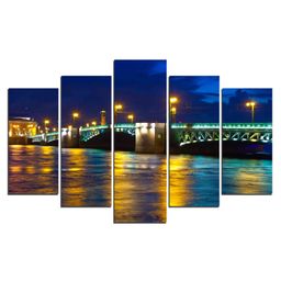 WENS Blue Wonder Bridge5 Pieces Laminated Wall Art Panels  -  Multicolor-picture-48