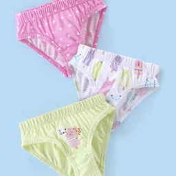 Babyhug 100% Cotton Panties Heart & Popsicle Print Pack of 3- Pink Green & White-picture-26